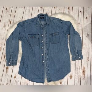 Vintage OSCC Light Wash Denim Button Down Shirt XL